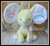 Yellow Stuffed Dumbo Elephant - Pink/Turquoise