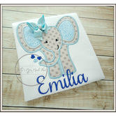 Baby Elephant Shirt- Light Blue & Grey