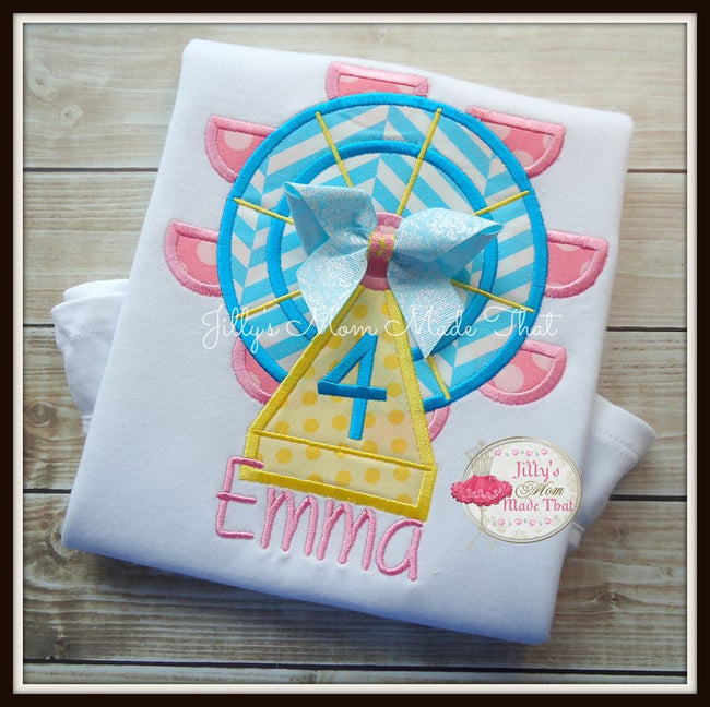 Ferris Wheel Shirt- Pink & Turquoise