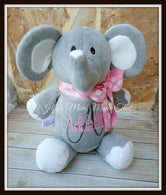 Grey Elephant w/ White Ears & Feet Stuffed Animal