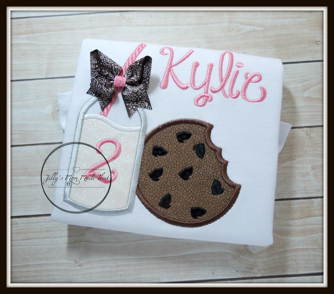 Milk & Cookies with Brown Bow Shirt