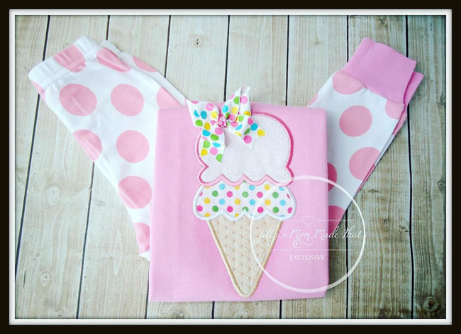 Ice Cream on Pink Pajamas -Confetti Colors