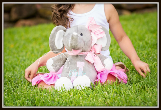 Grey Elephant w/ White Ears & Feet Stuffed Animal