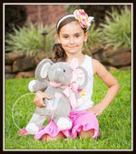 Grey Elephant w/ White Ears & Feet Stuffed Animal