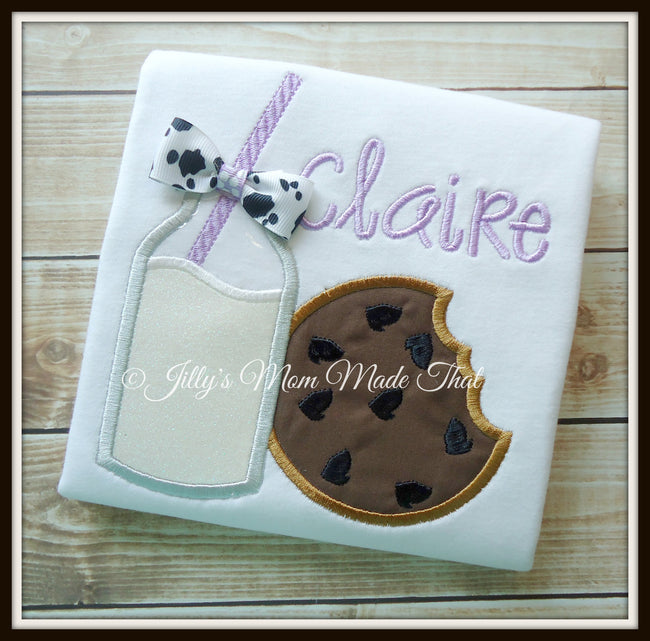 Milk & Cookies Purple with Cow Print Bow Shirt