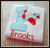 Lil' Aqua Airplane Birthday Shirt