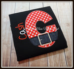 Santa Initial on Black Shirt