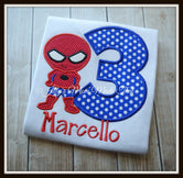 Boy in Spider Costume Birthday Shirt