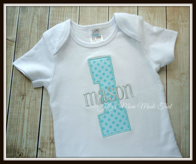 Boys Birthday Shirt - Aqua & Silver