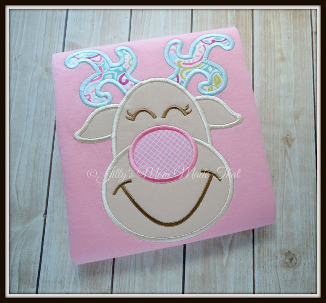 Grinning Girl Reindeer Shirt