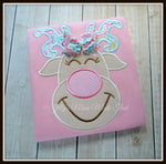 Grinning Girl Reindeer Shirt