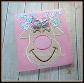 Grinning Girl Reindeer Shirt