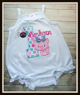 Pig & Spider Web Birthday Shirt - MultiDot & Hot Pink