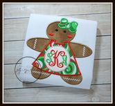 Gingerbread Girl Monogram - Christmas Swirl