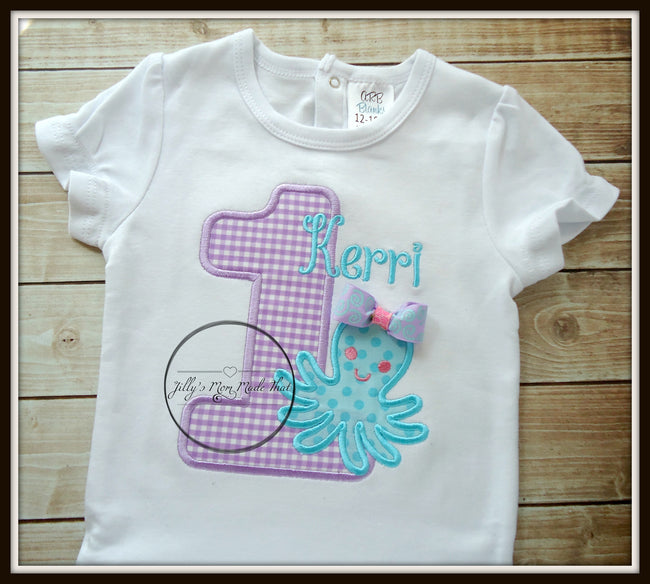 Octopus Birthday Shirt - Aqua & Lavender