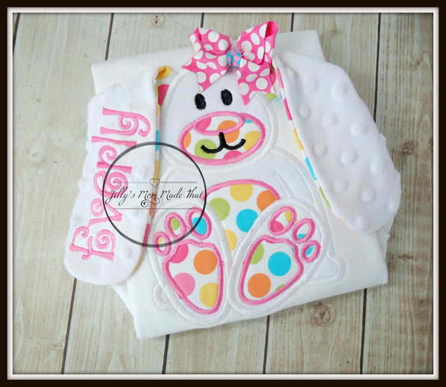 Floppy Ear 3D Bunny Shirt - Pink & Multi Dot