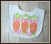 Carrot Trio Bib or Burp Cloth