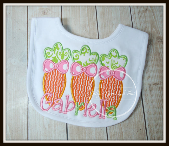 Carrot Trio Bib or Burp Cloth