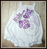 Floppy Ear 3D Bunny Bubble Romper - White & Purple