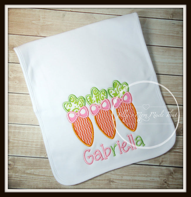 Carrot Trio Bib or Burp Cloth