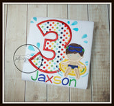 Boy Swimming Pool Birthday Shirt - Multicolor Dots