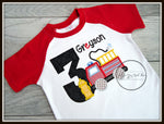 Fire Truck with Hydrant Birthday Shirt