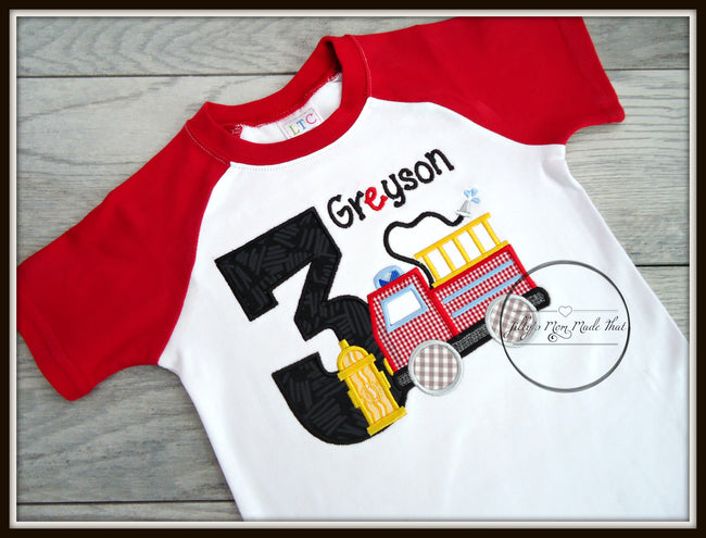 Fire Truck with Hydrant Birthday Shirt