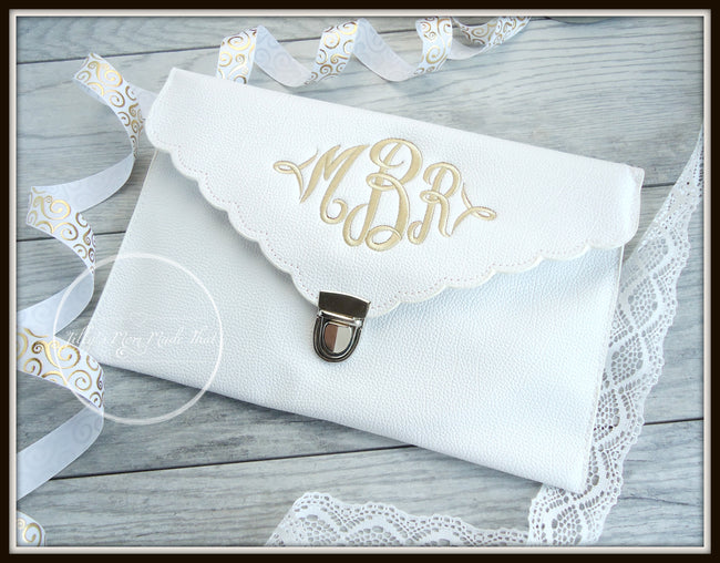 Scalloped Edge Clutch - Monogrammed