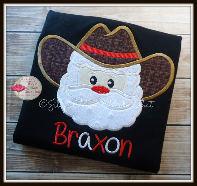 Cowboy Santa on Black Shirt