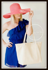 Coral Floppy Hat with Monogram