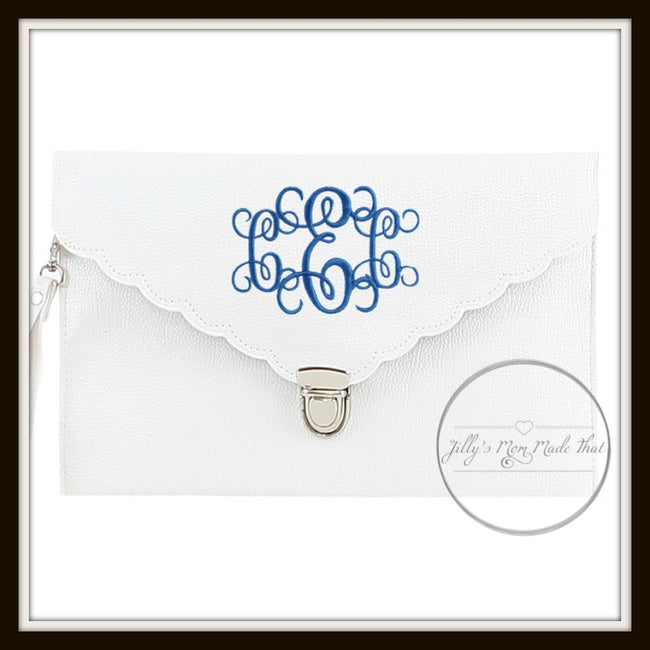 Scalloped Edge Clutch - Monogrammed