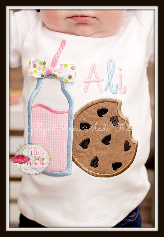 Strawberry Milk & Cookie Shirt w/ Swirly Bow