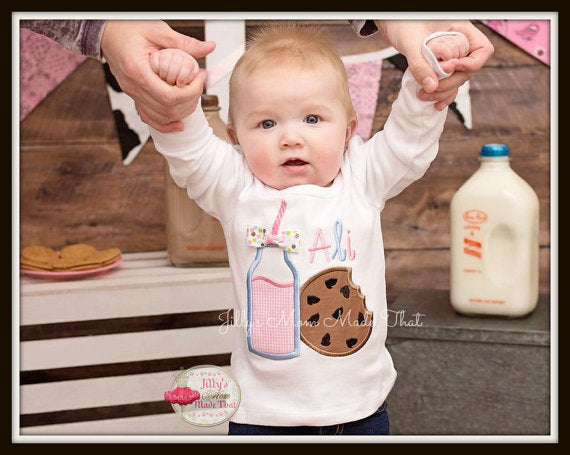 Strawberry Milk & Cookie Shirt w/ Swirly Bow