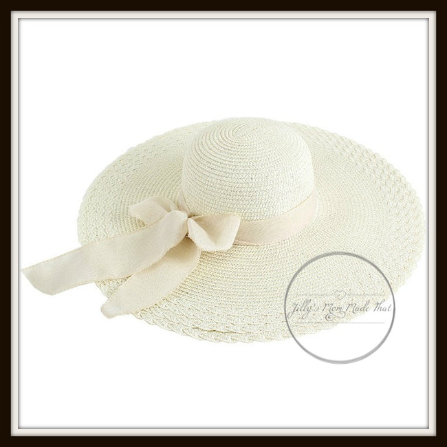 Cream Floppy Hat with Monogram