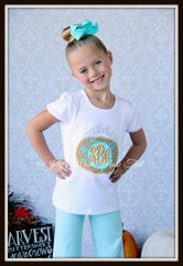 Pumpkin Princess Shirt - Aqua/Orange