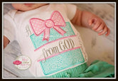 A Gift From God Split Present Shirt - Mint & Pink